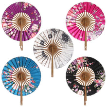 Load image into Gallery viewer, Japanese Sakura Flower Pocket Folding Hand Fan Round Circle Party Decor Gift