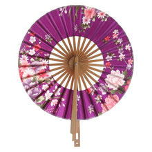 Load image into Gallery viewer, Japanese Sakura Flower Pocket Folding Hand Fan Round Circle Party Decor Gift